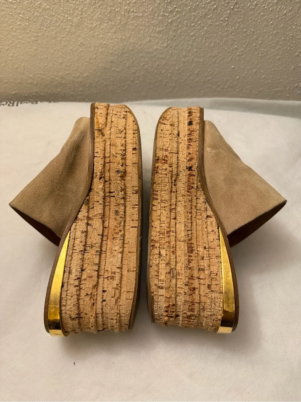 Chloé Taupe Suede Espadrille Slide Sandals, pre-owned, SZ7, gently used